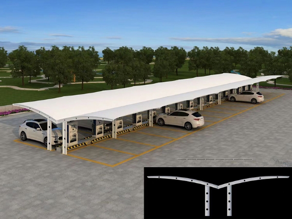充电桩张拉膜车棚安装方法